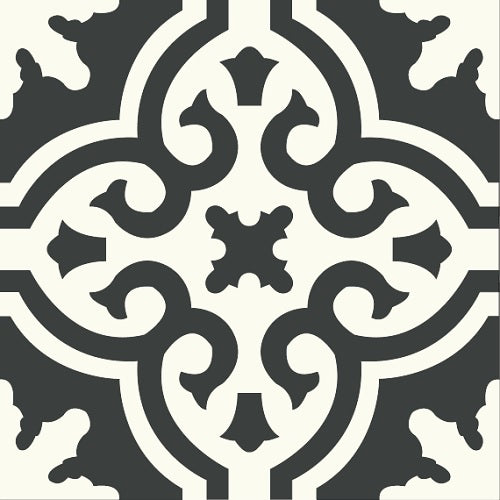 Mexican Mission Cement Tile Solid Handcrafted 2024 10 sqf - Black - 8x8