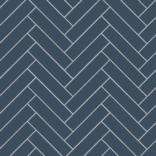 Avente Mission Navy 2"x8" Cement Tile Herringbone Rug