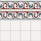 Mission Alcala Double Border Blue 8"x8" Encaustic Cement Tile