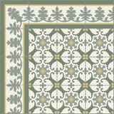 Mission Alegre II Verde 8 inch x 8 inch Encaustic Cement Tile Partial Rug