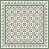 Mission Alegre II with Alegre Border Verde 8 inch x 8 inc Encaustic Cement Tile Rug