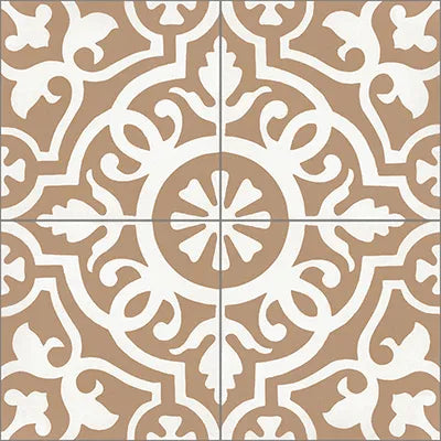 Mission Amalia Sandstone 8"x8" Encaustic Cement Tile Quarter Design