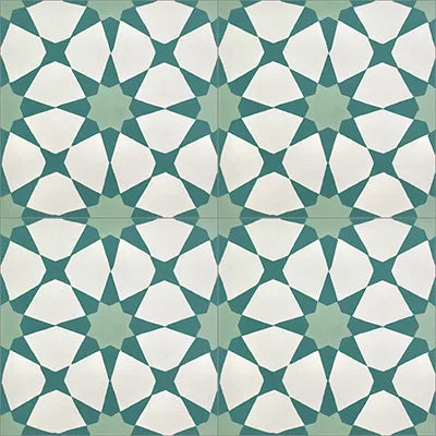 Mission Anza Turquoise 8"x8" Encaustic Cement Tile QuarterDesign