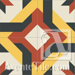 Mission Aranzazu B 8"x8" Encaustic Cement Tile Quarter Design