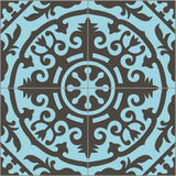 Mission Artemisa Caribbean Blue 8"x8" Encaustic Cement Tile Quarter Design