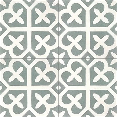 Mission Avignon Sage 8"x8" Encaustic Cement Tile Quarter Design