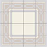 Mission Big Chippendale A Border 8"x8" Encaustic Cement Tile Rug