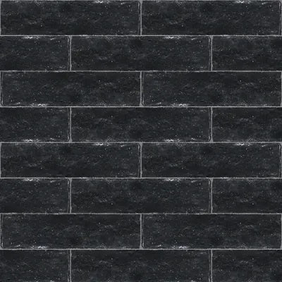 Black 2"x8" Zellige Cement Tile Wall Installation