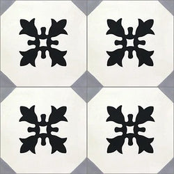 Mission Cadiz Classic Encaustic Cement Tile 8"x8" Quarter Design