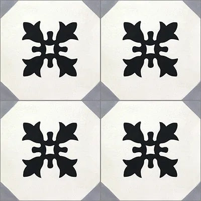 Mission Cadiz Classic Encaustic Cement Tile 8"x8" Quarter Design