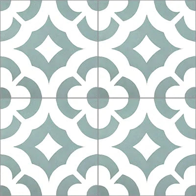 Mission Calista Sage 8"x8" Encaustic Cement Tile Quarter Design 