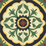 Mission Casita Sol 8"x8" Encaustic Cement Tile Quarter Design