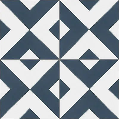 Mission Checkered Navy 8"x8" Encaustic Cement Tile Quarter Design