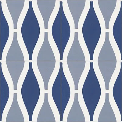 Mission Contempo Sea Breeze Blue 8"x8" Encaustic Cement Tile Quarter Design