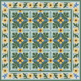 Mission Garden 1 Border and Field 8"x8" Encaustic Cement Tile Rug