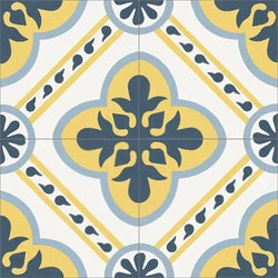 Mission Leeds Navy 8"x8" Encaustic Cement Tile Quarter Design