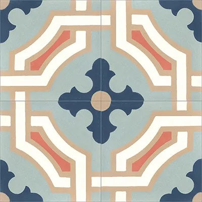 Mission Monte Carlo Sage 8"x8" Encaustic Cement Tile QuarterDesign