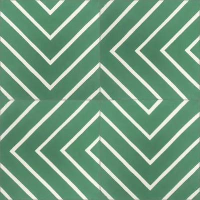 Mission Maze Vert Fonce 8"x8" Encaustic Cement Tile QuarterDesign