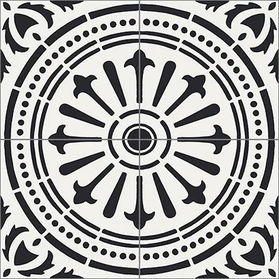 Mission Moreno Classic 8"x8" Encaustic Cement Tile Quarter Design