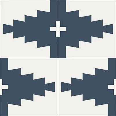 Mission Navajo Navy 8"x8" Encaustic Cement Tile Quarter Design