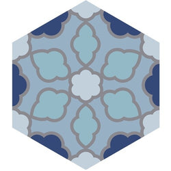 Mission Olivia Blue 8" Hexagon Cement Tile