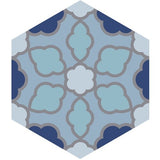 Mission Olivia Blue 8" Hexagon Cement Tile