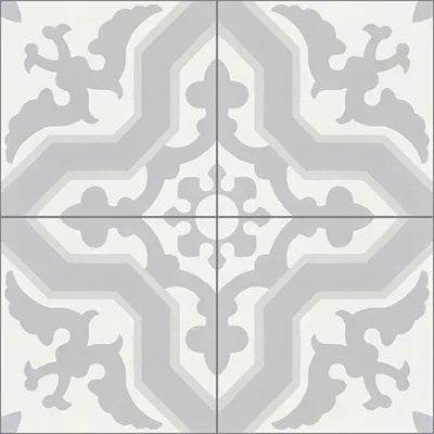 Mission Pescadero Gris 8"x8" Encaustic Cement Tile Quarter design