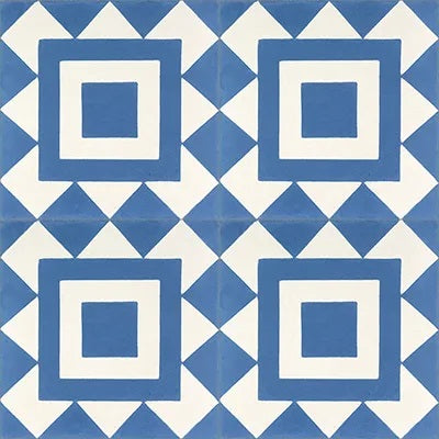 Mission Rabat Blue 8"x8" Encaustic Cement Tile QuarterDesign