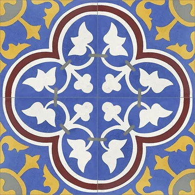 ission Roseton B 8"x8" Encaustic Cement Tile Quarter Design