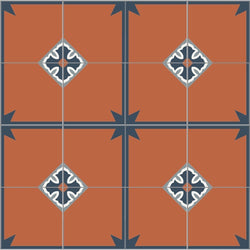 Mission Spanish Colonial & Saltillo Accent Star Navy 8"x8" Encaustic Cement Tile Quarter Design