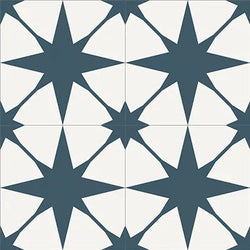 Mission Star Lattice Navy 8"x8" Encaustic Cement Tile Quarter Design