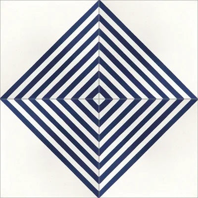 Mission Striped Diagonal Blue 8"x8" Encaustic Cement Tile QuarterDesign