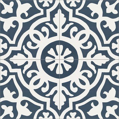 Mission Amalia Navy Encaustic Cement Tile Quarter Design