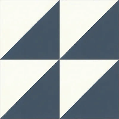 Mission Diagonal Navy 8"x8" Encaustic Cement Tile Quarter Design